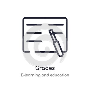 grades outline icon. isolated line vector illustration from e-learning and education collection. editable thin stroke grades icon
