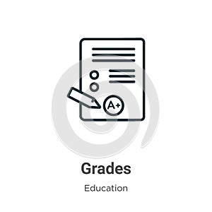 Grades outline vector icon. Thin line black grades icon, flat vector simple element illustration from editable online learning