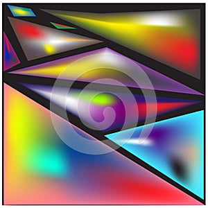 Gradient background with colorful abstract color triangles.