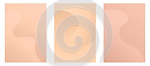 Gradient background in nude color. Set of pastel posters with wave transition. Vector abstract beige texture.
