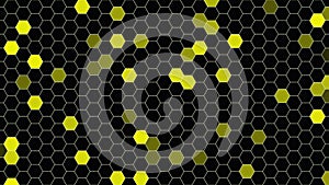 Gradient black and yellow small geometric hexagons