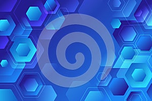 gradient blue hexagonal background vector design