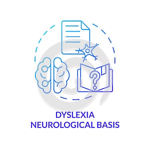 Gradient blue icon dyslexia neurological basis concept