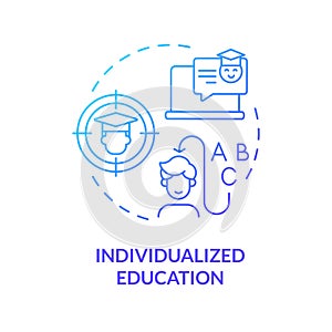 Gradient blue line icon individualized education concept