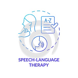 Gradient blue line icon speech language therapy concept