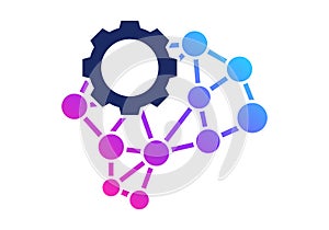 Gradient Blue Purple Algorithm Flat Colored Icon for Artificial Intelligence Technology