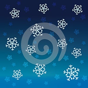 Gradient blue snow falling vector pattern