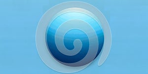 A gradient blue sphere centered on a light blue background with soft lighting and shadows