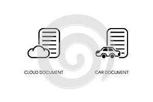 Cloud paper and car document icon logo design template
