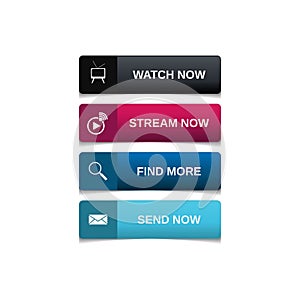 Gradient buttons flat design set