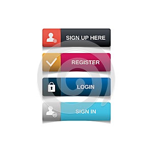 Gradient buttons flat design set