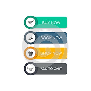 Gradient buttons flat design set