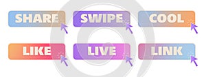 Gradient call to action button with arrow pointer. Modern vector elements for website design.