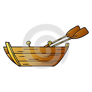 gradient cartoon doodle of a wooden boat