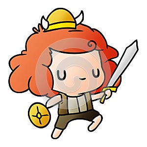 gradient cartoon illustration kawaii cute viking child