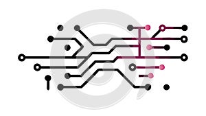 Gradient Circuit Board Icon: Modern Tech Digital Data Flow, vector design Generative AI