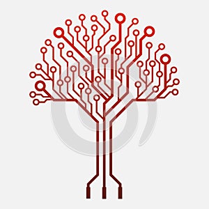Gradient Circuit Tree Vector Illustration.