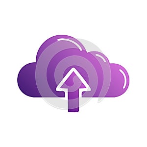 Gradient cloud with upward pointing arrow symbolizing upload or data transfer