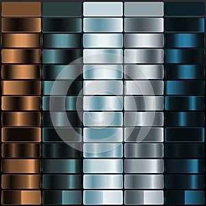 Gradient color Palette. Color are Brown, Dark Teal, Light Blue, Gray, Dark Blue, Swatches for gradient background and Versatile