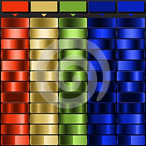 Gradient color Palette. Color are Bright Orange, Golden Khaki, Olive Green, Deep Indigo, Deep Navy, Swatches for gradient