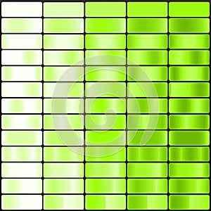 Gradient color Palette. Color are Mint Cream, Pale Green, Light Green, Lawngreen, Chartreuse, Swatches for gradient background and