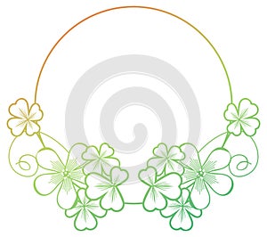 Gradient color round frame with shamrock contour. Raster clip ar