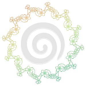 Gradient color round frame with shamrock contour. Raster clip ar