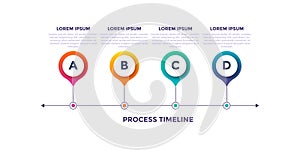Gradient color vector infographic template featuring timeline layout
