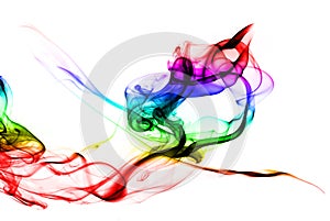 Gradient Colored fume shape on white background photo