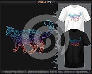 gradient Colorful The cat mandala arts isolated on black and white t shirt