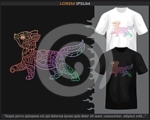 Gradient Colorful of cat mandala arts isolated on black and white t shirt