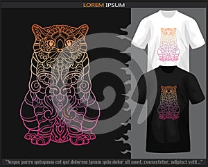 Gradient Colorful of cat mandala arts isolated on black and white t shirt