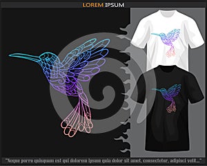 Gradient Colorful Humming bird mandala arts isolated on black and white t shirt