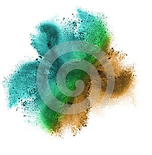 Gradient colorful powder splash isolated on white