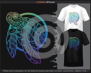 gradient Colorful Sea turtle mandala arts isolated on black and white t shirt