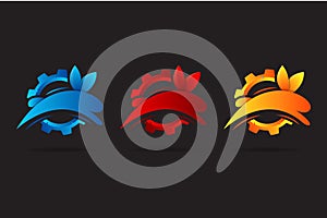 Gradient colors of combination between Rabbit and gear Logo design template