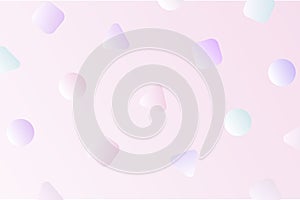 Gradient colors on geometric shape on gradient pink background