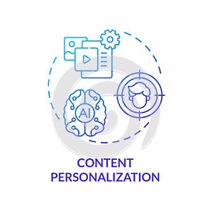 2D gradient content personalization line icon concept
