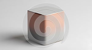 Gradient Cube Object with Gray and Peach Tones