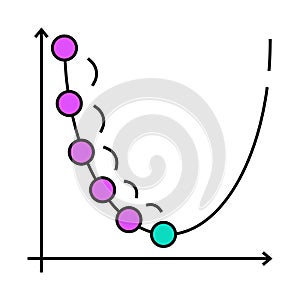 gradient descent algorithm icon color illustration