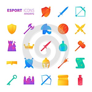 Gradient design icon set of esport concept