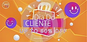 Gradient dia do cliente horizontal sale banner template Vector illustration photo