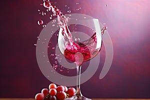 gradient drink wine glass party closeup alcohol luxury liquid background red. Generative AI.