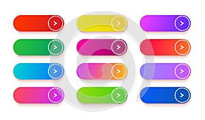 Gradient empty button. Colored vector rectangle web elements set. Long shiny buttons