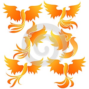 Gradient fire phoenix bird simple logo design