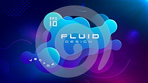 Gradient fluid blue purple color abstract background. Liquid shapes futuristic concept. Creative motion dynamic fluid