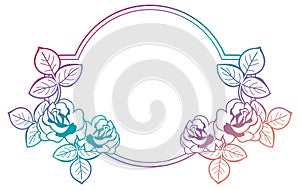 Gradient frame with roses. Raster clip art.