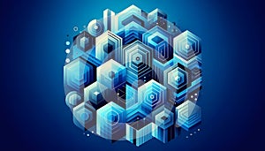 Gradient geometric hexagon blue abstract background