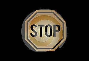 Gradient gold stop warning sign flat icon symbol vector format