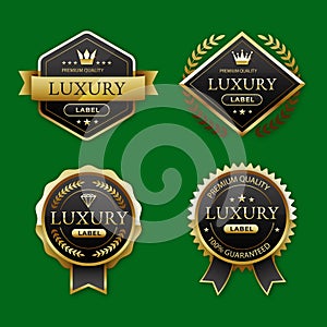 gradient golden luxury badges set vector design illustration